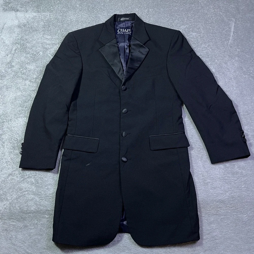 Chaps Ralph Lauren Men's Black Wool Formal Tuxedo Blazer Coat Made in USA Career